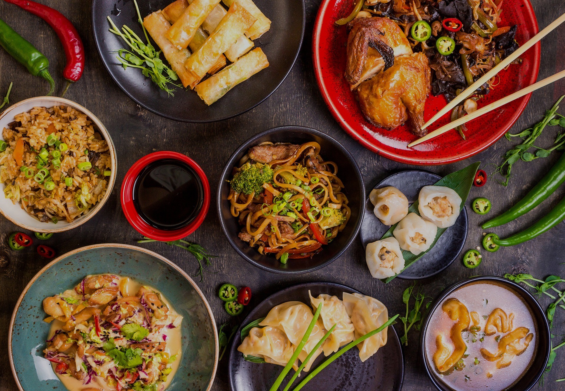 A spread of Western Wok party dishes ready to share